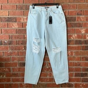 Nasty Gal Distressed Light Wash Slouchy Jeans